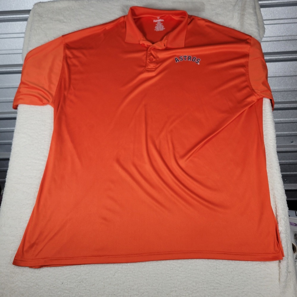 Fanatics Houston Astros Polo Mens 5XLT Orange MLB Short Sleeve Performance Shirt